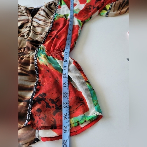 Calvin Klein Floral Animal Print Brown Tunic Top Size Medium - Picture 10 of 10